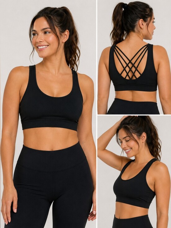 Glowmode Other - ✨ Glowmode Black Strappy Sports Bra | Size XXL (16) | Low Impact Athleisure Acti
